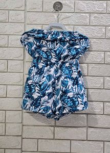 H&M Off-Shoulder Tropical Print Romper