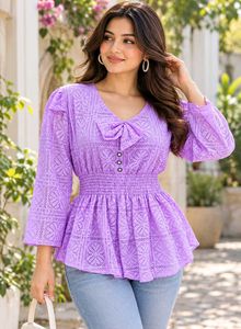 Chic Lavender Lace Peplum Top