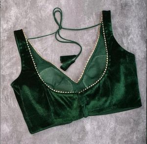 velvet deep neck blouse padded