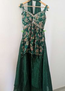 Festive Wear Green Floral Kurta Set
