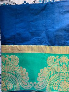 Blue &amp; Green Peacock Saree