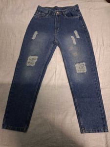 ripped Distressed Blue Denim Jea🌸
