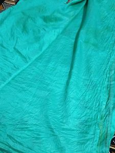 Beautiful Teal Saree with Floral Embroidery