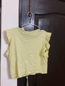 Cute Yellow Ruffled Sleeve Top
