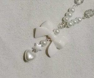 Pearl &amp; Bow Charm Necklace