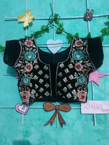 Embroidered Velvet Blouse