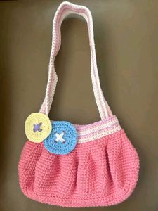 Handmade Crochet Pink Handbag
