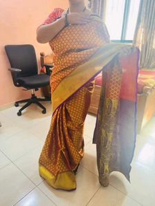 modak print red paithani