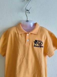 Cute Orange Polo Shirt with Cactus Graphic