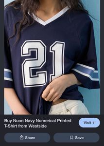 Navy Numerical Print T-Shirt