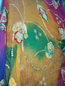 Vibrant Floral Sequin Saree heavy net work