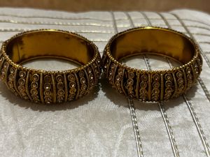 Exquisite Embellished Gold Bangles