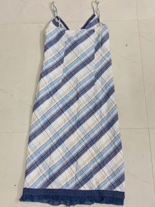 cottage core Blue Plaid Summer Dress