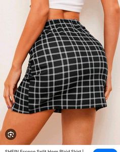 Checkered Mini Skirt with leather top set