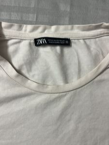 Zara white crop  t-shirt