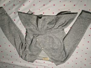 Grey Button-Up Long Sleeve Top
