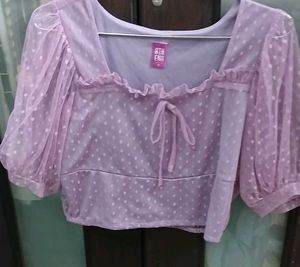 Athena Lavender Polka Dot Top - New - XL
