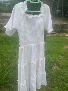 White Smocked Tiered Dress