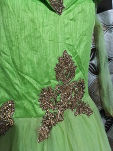 green beads gown