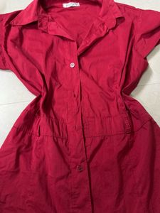 Chic Red Button-Up Shirt