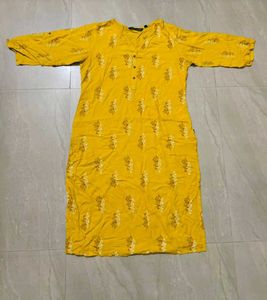 Yellow Printed Kurta