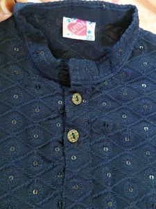 Navy Blue Sequined Kurta