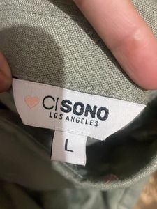 Cropped Green Button-Up Shirt