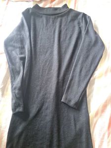 Black Ribbed Mock Neck Dress