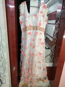 Elegant Floral Applique Ethnic Gown