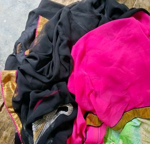 Elegant Black Saree with Gold Embroidery