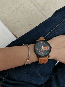 Classic Brown Leather Strap Watch