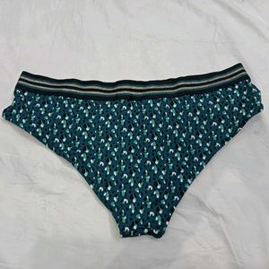 🪔 Teal Leopard Print Briefs with Striped Waistban