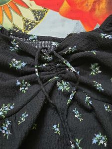 Chic Black Floral Peplum Top