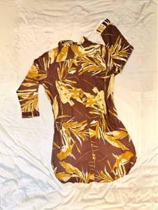 Floral Print Brown Dress