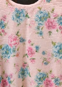 Pink digital Floral Sequins Kurta never worn