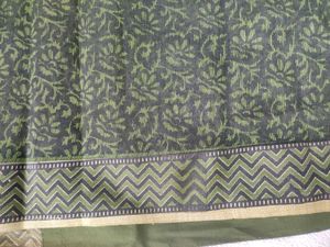 Green On Black Kota Silk Blend Printed Saree