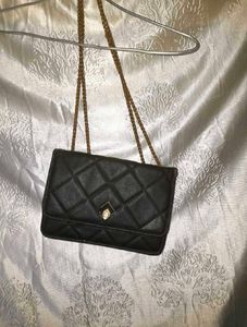 Black Clutch with Gold Chain