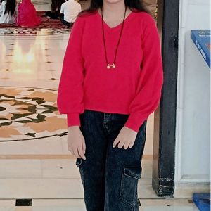 V-Neck Red Sweater