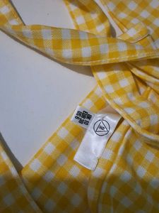 yellow dress white checkered