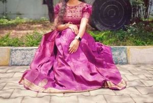 Beautiful Purple pure  Silk skirt and blouse