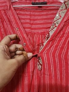 Red Apple Cut embellished Short Kurti