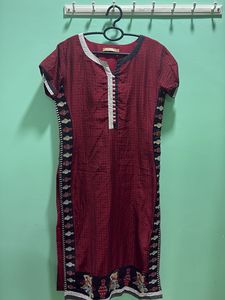 Maroon Ethnic Kurta with Side Border