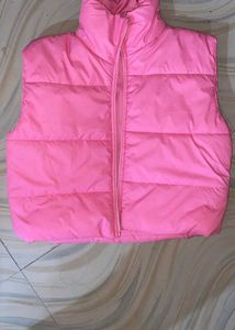 Sleeveless Crop Jacket (Baby Pink)