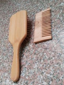 Wooden Hair Brush and Comb Set