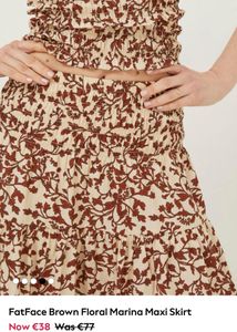 Brown Floral Tiered Maxi Skirt