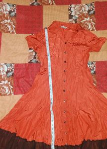 Orange Button-Up Midi Dress