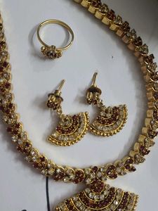 New Jeweled Necklace, Ring &amp; Earring Set