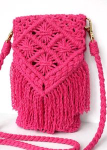 Pink Macrame Sling Bag