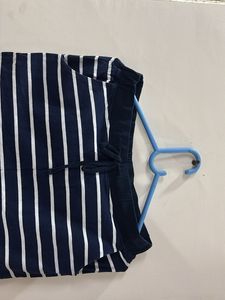 Navy Striped Pencil Skirt