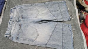 Light Wash Distressed Denim jorts